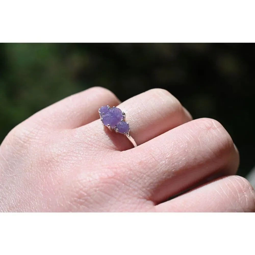 Grape Agate Engagement Ring. sterling silver
